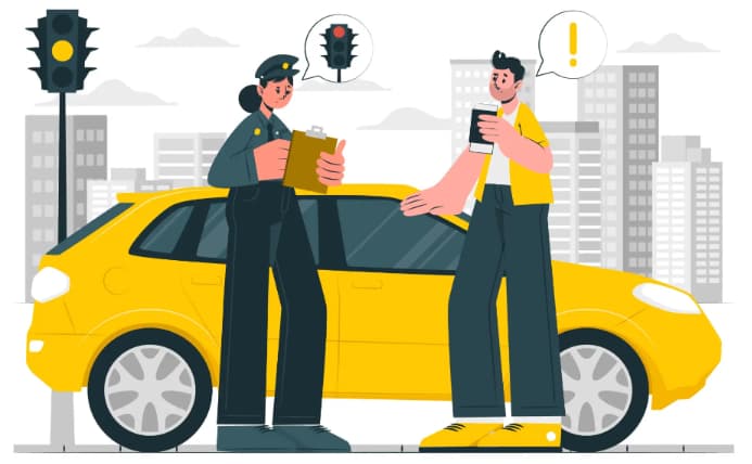 policial multando cidadão